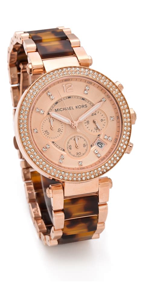 michael kors womens parker watch goldtone tortoise|Parker Gold.